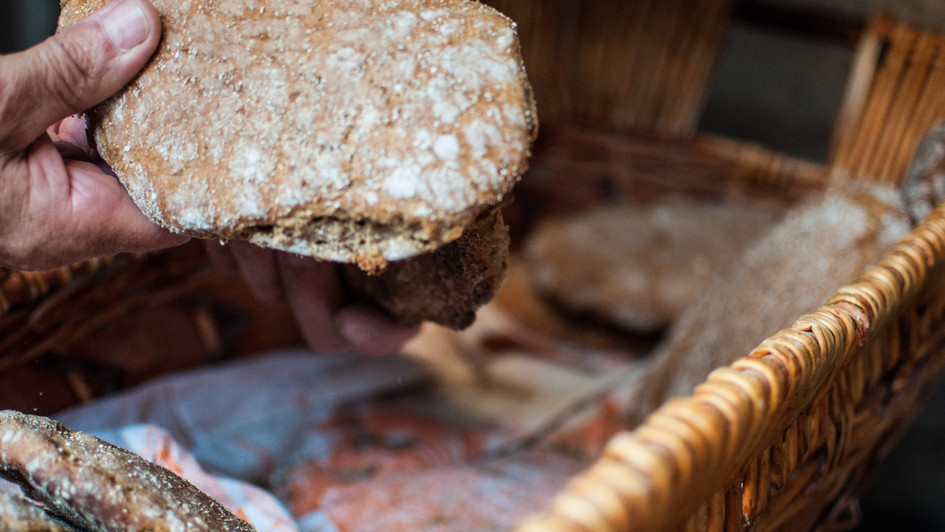 Traditional farmer bread in the hiking hotel La Casies