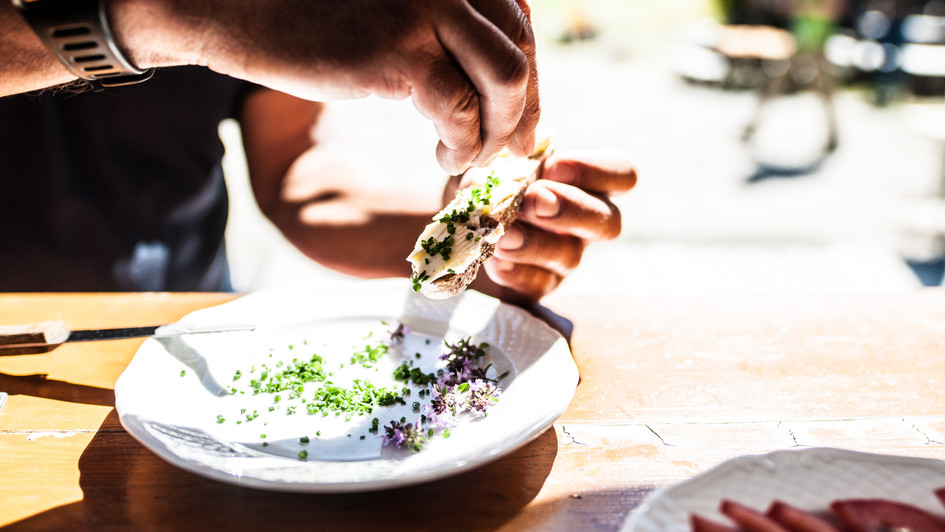 Fresh herbs for the butter tasting on our mountain lodge